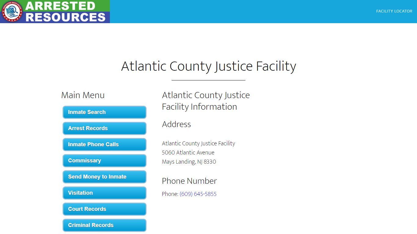 Atlantic County Justice Facility - Inmate Search - Mays ...