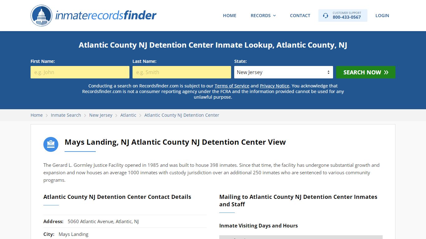 Atlantic County NJ Detention Center Roster & Inmate Search ...